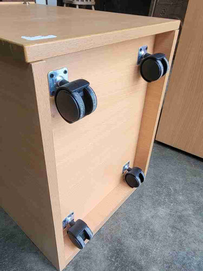 Pair two beech small low 2 drawer filing cabinets drawers