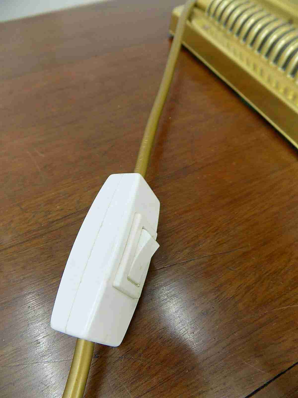 Large brass table lamp with black shade