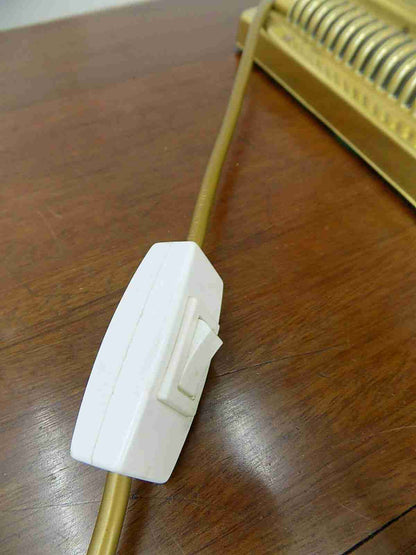 Large brass table lamp with black shade