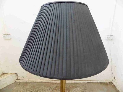 Large brass table lamp with black shade