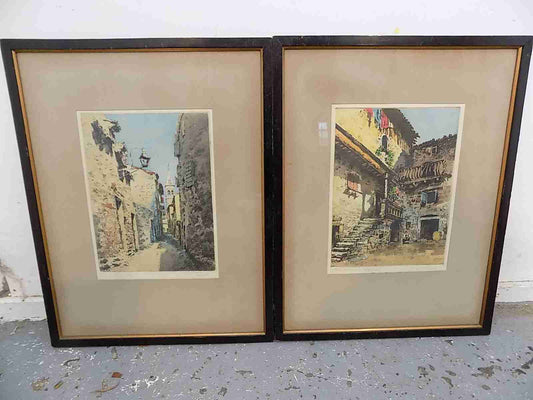 Pair of vintage prints framed and glazed
