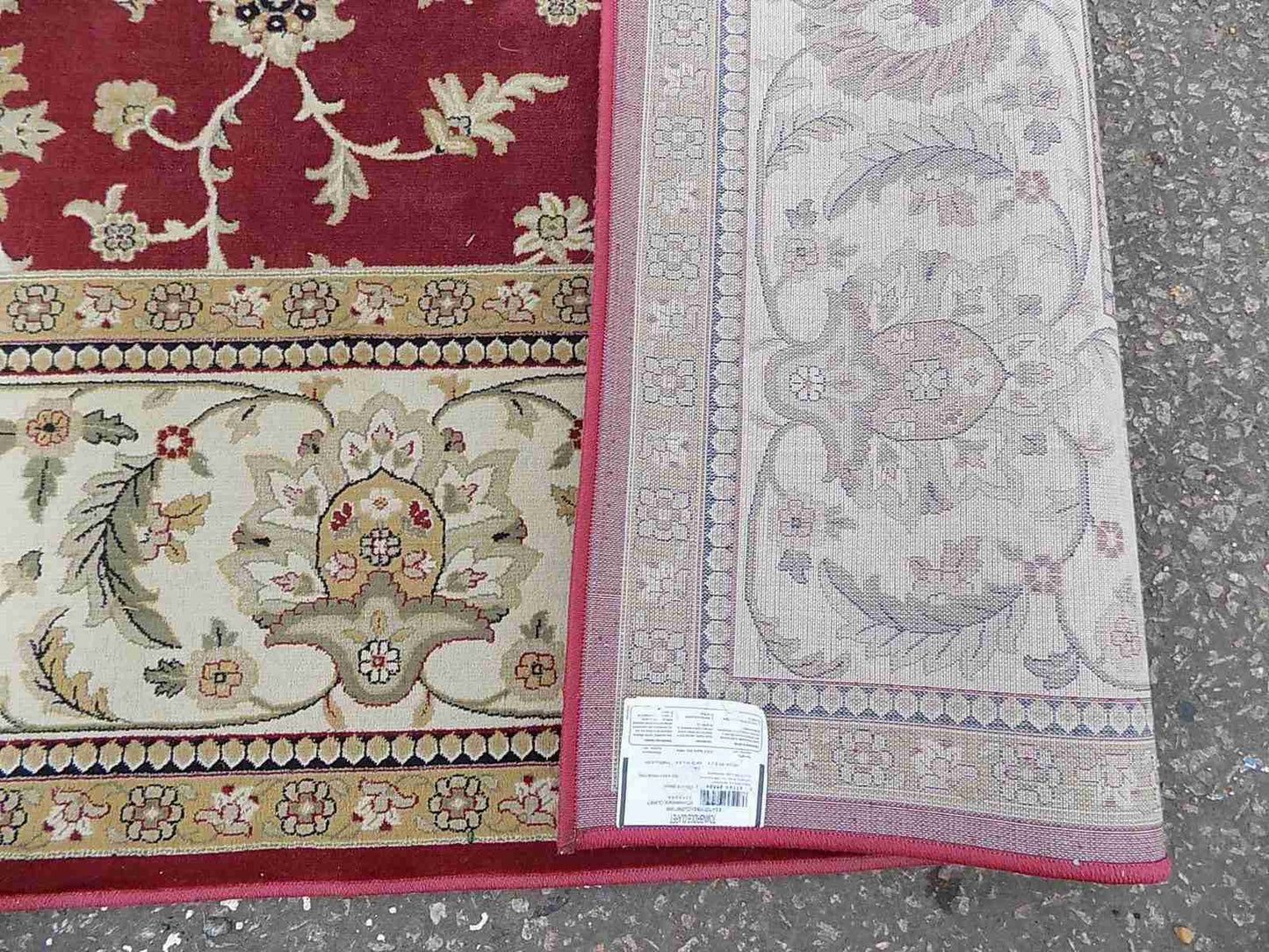 Red cream carpet with floral design