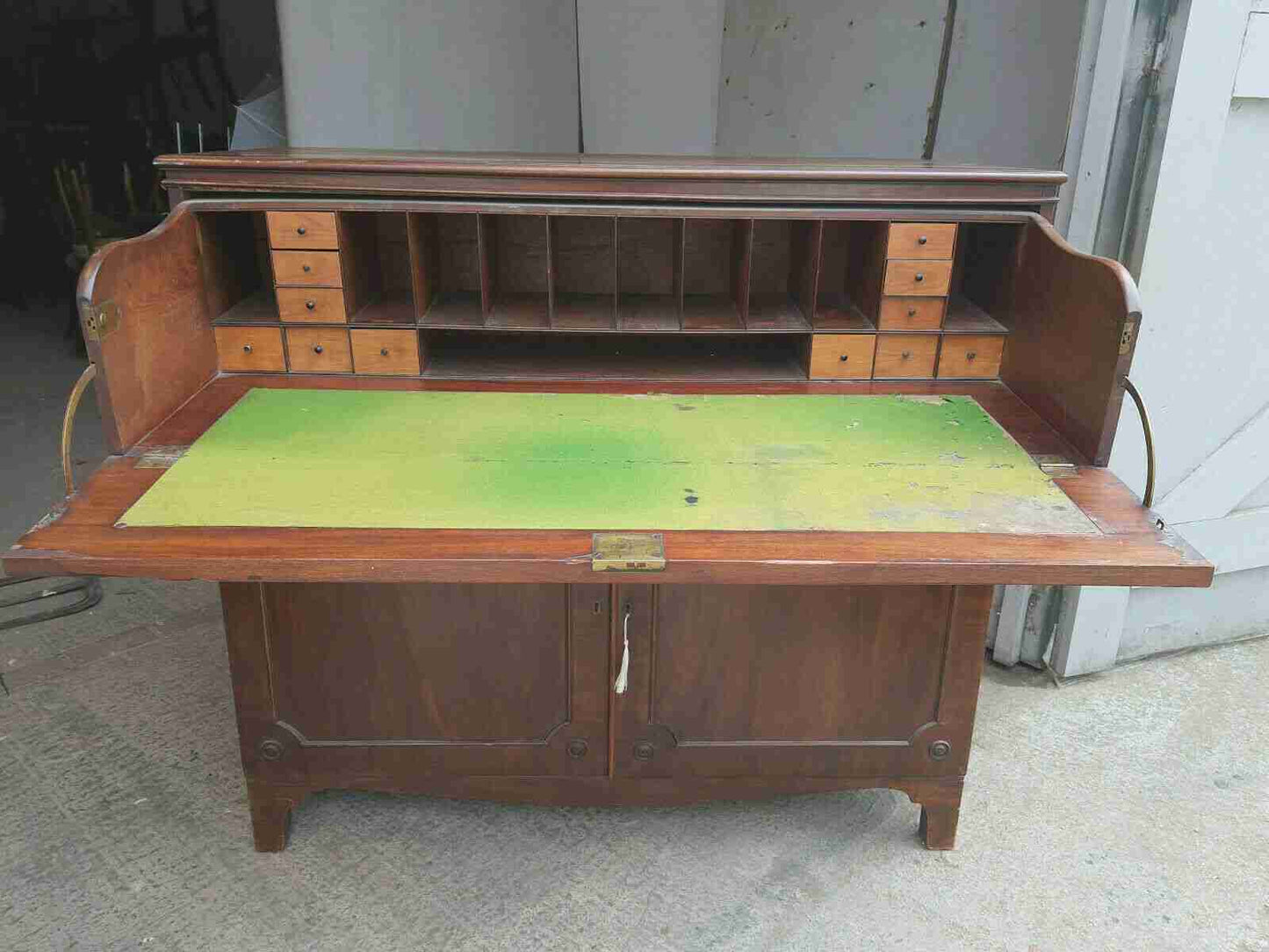 victorian antique mahogany secretaire bureau writing desk drawers bracket feet