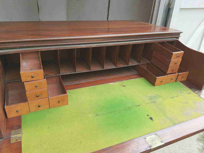 victorian antique mahogany secretaire bureau writing desk drawers bracket feet