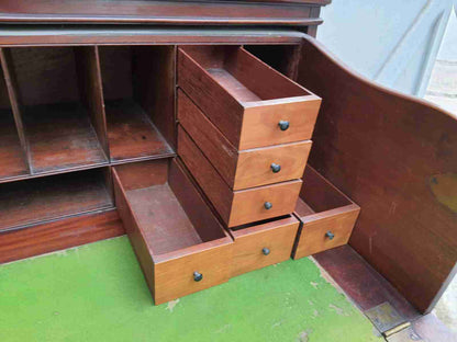 victorian antique mahogany secretaire bureau writing desk drawers bracket feet