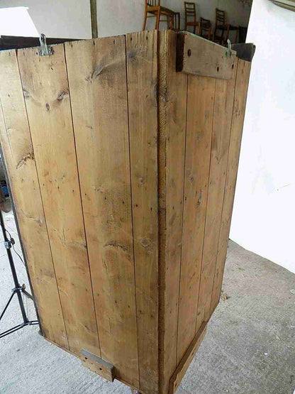 Victorian large oak corner cabinet with crimped shelves